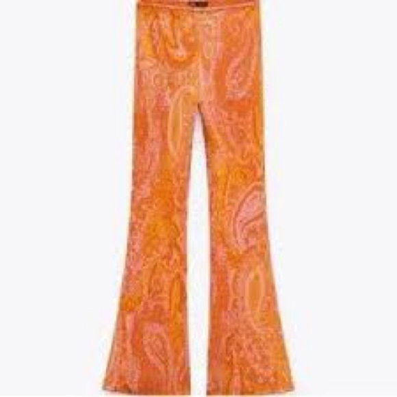 Zara, Jacquard Flared Pant,High waist,Pull-On,Elastic Waist,EUC,Fall Pant,Size M - Picture 4 of 9